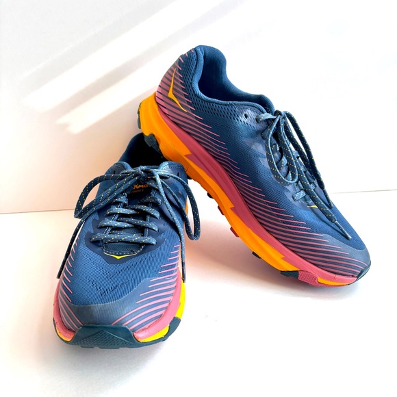 HOKA W Torrent 2 Blue Pink Gold Stripe  Running‎ Shoes Size 10 - Picture 12 of 12